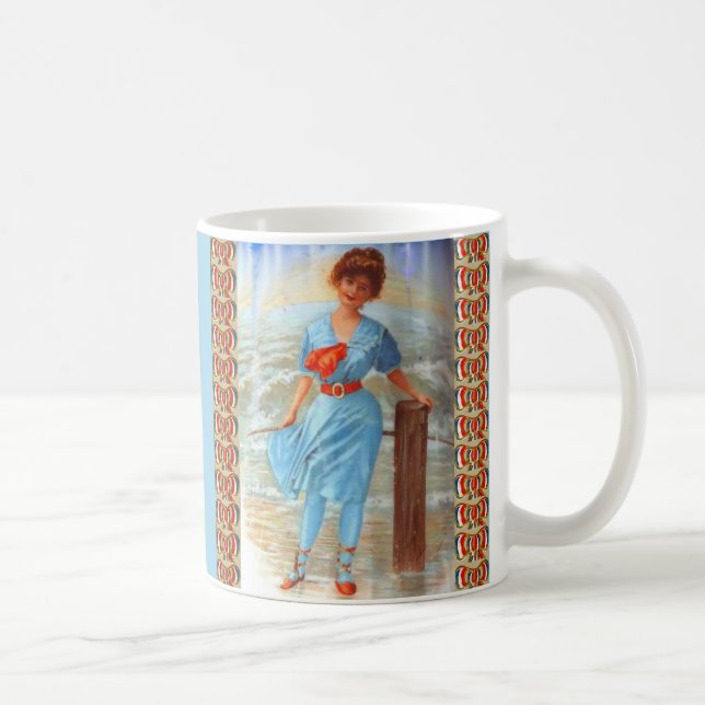 1890s Victorian lady on the beach Coffee Mug (Right)