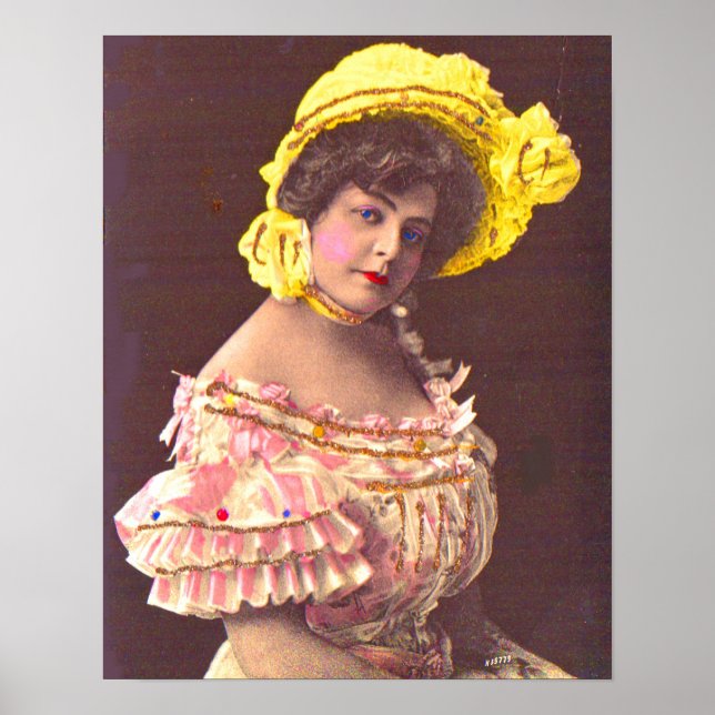 1890s woman in frilly attire print (Front)