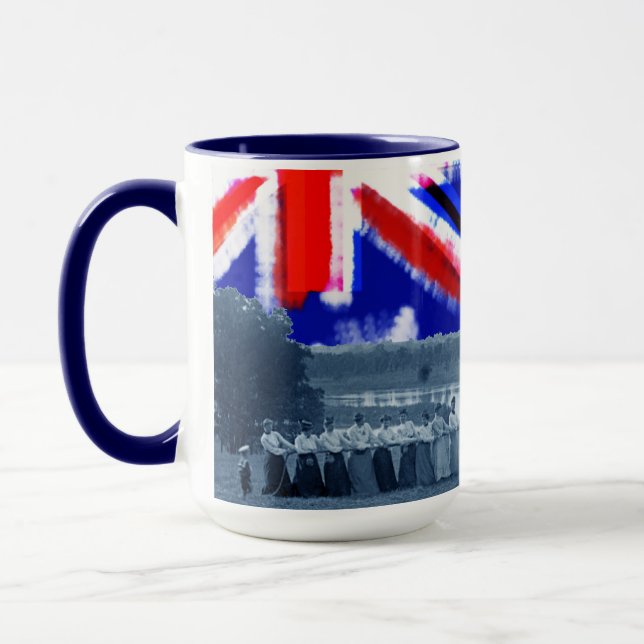 1890's  Women Tug of War Tug-O-War Australia Flag Mug (Left)