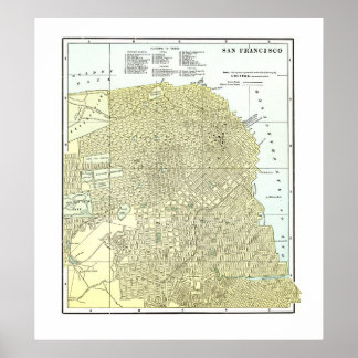 1891 Carte de San Francisco - Poster