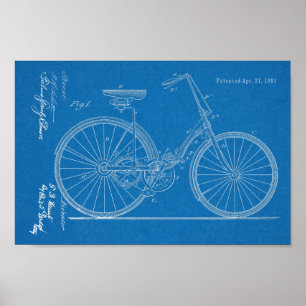 1891 Chainless Bicycle Design Patent Art Print