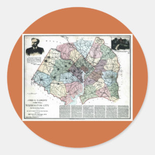 1891 Map of Washington City & Surrounding Country Classic Round Sticker