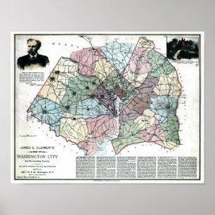 1891 Map of Washington City & Surrounding Country Poster
