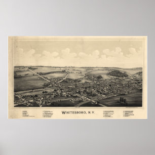 1891 Whitesboro, NY Birds Eye View Panoramic Map Poster