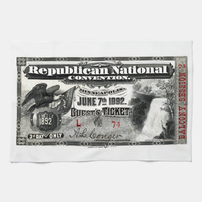 1892 Republican Convention Ticket Kitchen Towel (Horizontal)