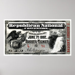 1892 Republican Convention Ticket Poster