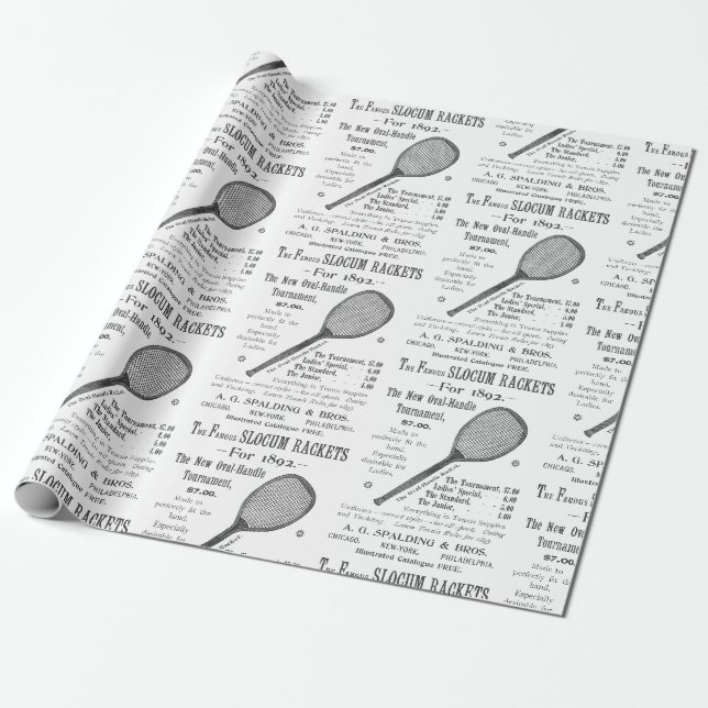 1892 Tennis Racquet Lawn Tennis Sports Sporting  Wrapping Paper (Unrolled)