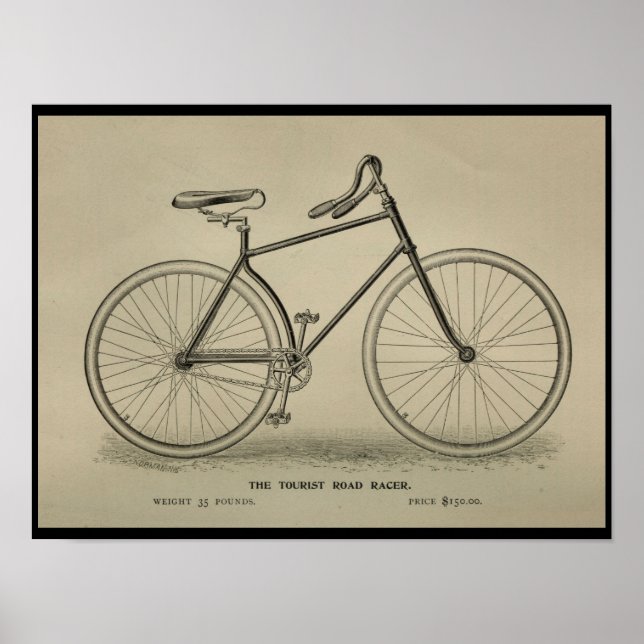 1892 Vintage Tourist Bicycle Magazine Ad Poster (Front)