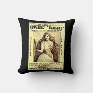 1893 ad for Harlene hair restorer Throw Pillow