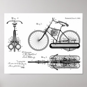 1893 Air Propelled Bicycle Design Patent Art Print