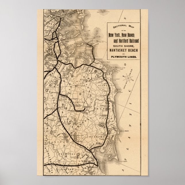 1893, Map, New Haven Railroad, Vintage Poster (Front)
