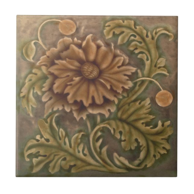 1893 Sherwin Cotton Art Nouveau Repro Faux Relief Tile (Front)