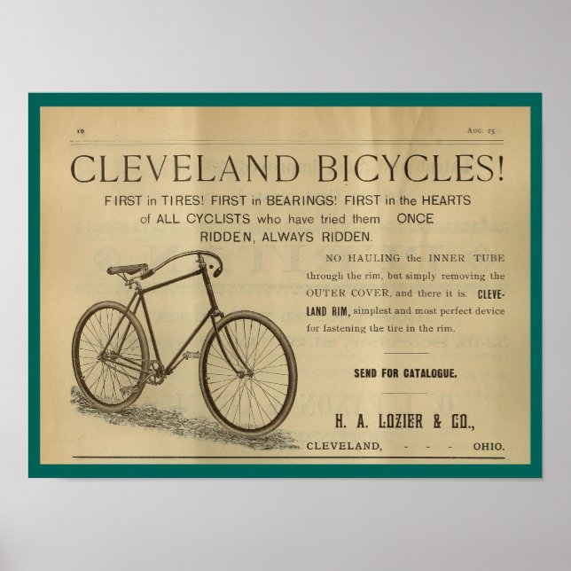 1893 Vintage Bicycle Magazine Ad Art Poster (Front)