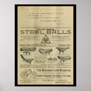 1893 Vintage Bicycle Magazine Ad Art Poster