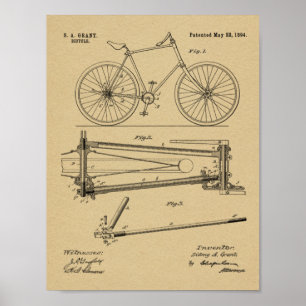 1894 Chainless Bicycle Design Patent Art Print
