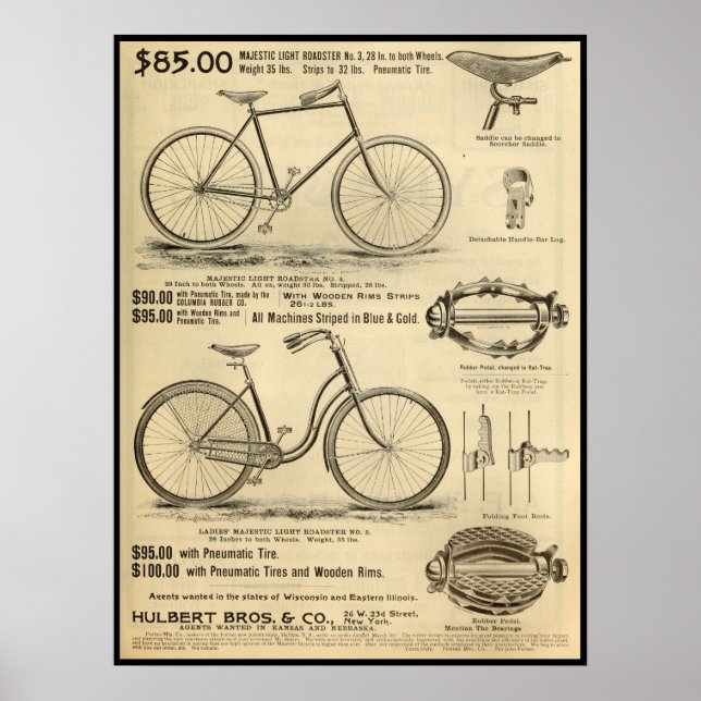 1894 Majestic Light Roadster Bicycle Ad Art Poster (Devant)