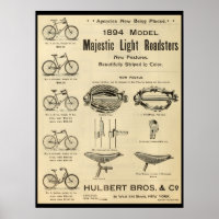 1894 Majestic Light Roadsters Bicycle Ad Poster