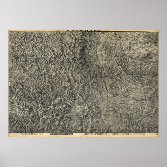 1894 Map of Colorado Mountains, Cities & Rivers Poster (Front)