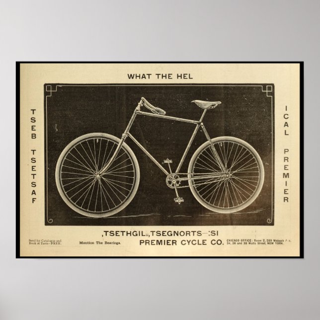 1894 Premier Cycle Co. Bicycle Ad Art Poster (Front)