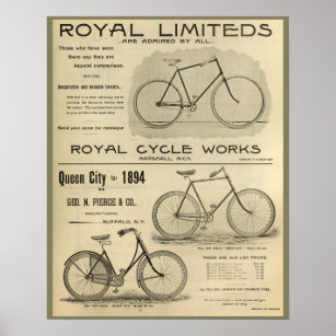 1894 Royal Cycle Works Bicycle Ad Art Poster