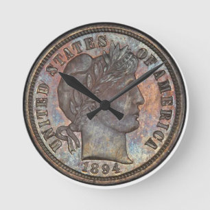 1894-S Barber Dime Round Clock