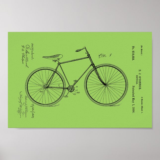 1894 Vintage Bicycle Patent Print Customize (Front)