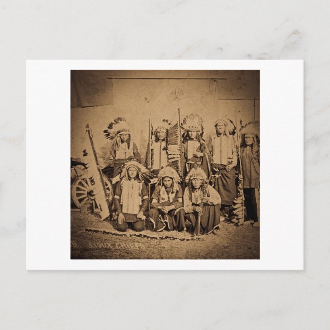 1895 Buffalo Bill Wild West Show Sioux Chiefs Postcard (Front)