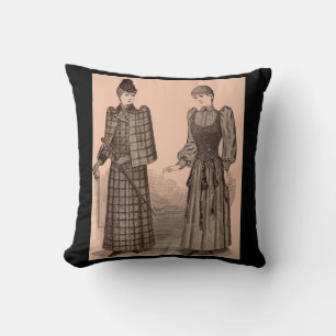 1895 Delineator print ladies coat and dress Throw Pillow