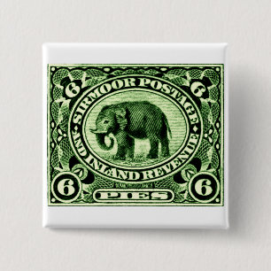1895 Indian Princely States Elephant 2 Inch Square Button