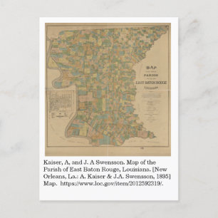 1895 Map of the Parish of East Baton Rouge, La Postcard