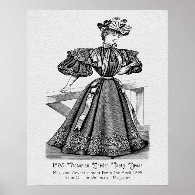 1895 Victorian Garden Party Dress Poster (Front)