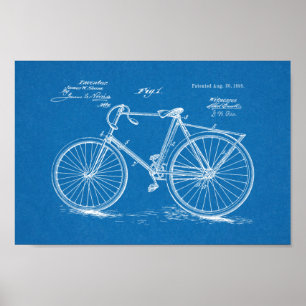 1895 Vintage Bicycle Design Patent Art Print