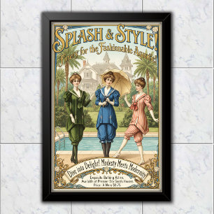 1895 Vintage Splash Style Swimwear Advertising Poster