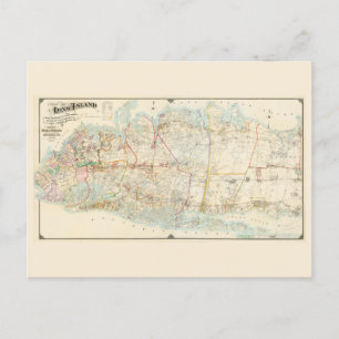 1896 Map of Western and Central Long Island Postcard