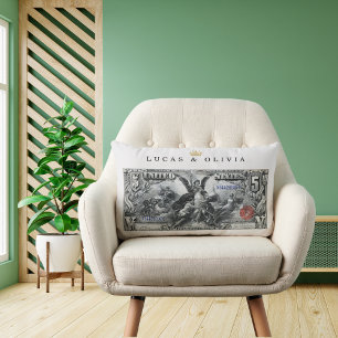 1896 Silver Certificate Bank Note – Couple's Gift Lumbar Pillow