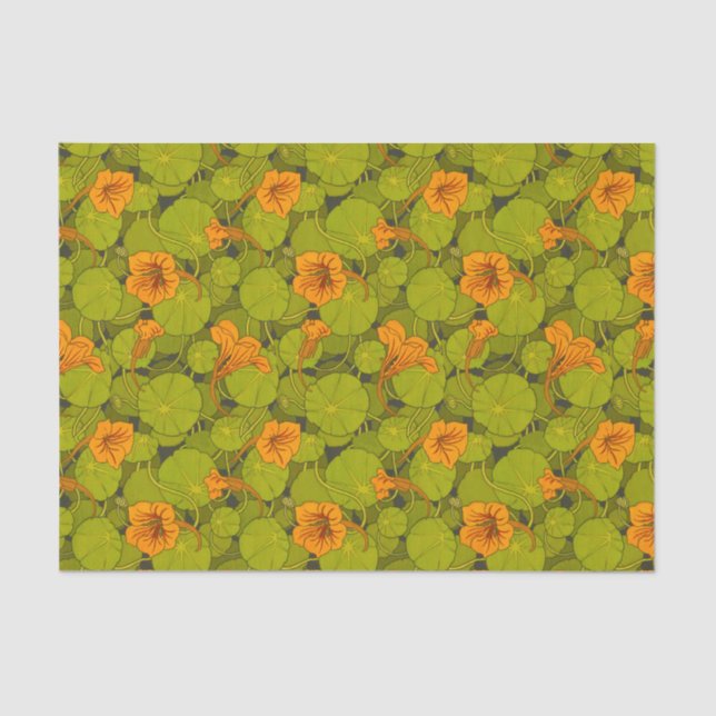 1896  Victorian Nasturtium Floral Print Tissue Paper (Front)