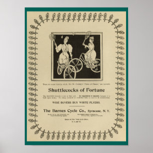 1896 Vintage Barnes Cycle Bicycles Ad Art Poster