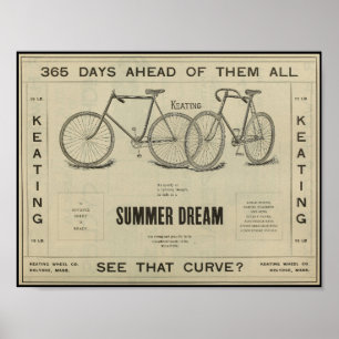 1896 Vintage Keating Bicycle Ad Art Poster