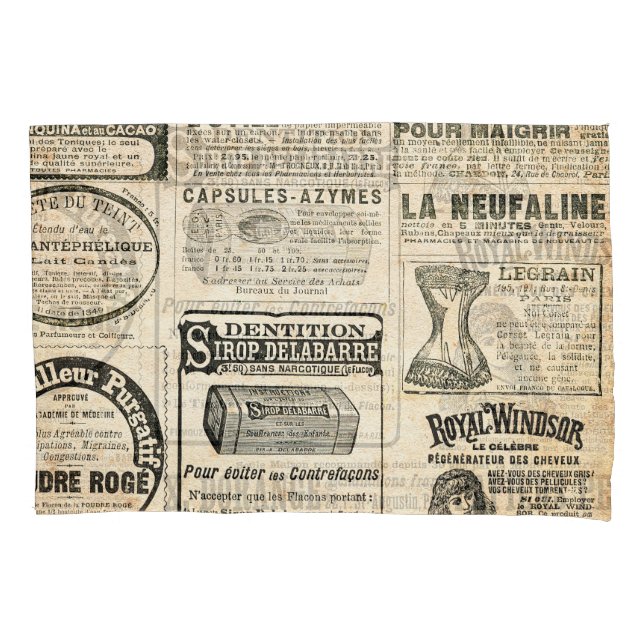 1897 French Newspaper Advertisement Pillowcase (Front)