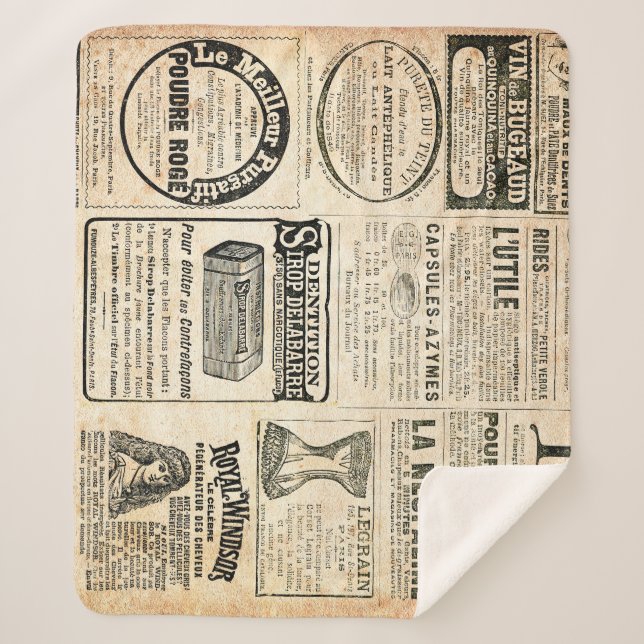 1897 French Newspaper Advertisement Sherpa Blanket (Front)