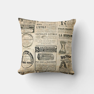 1897 French Newspaper Advertisement Throw Pillow