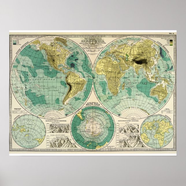1897 Old World Map - Antique Tra Poster (Front)