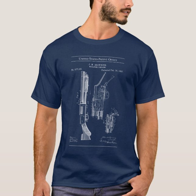 1897 US Patent 577281 - Pump Action Shotgun T-Shirt (Front)