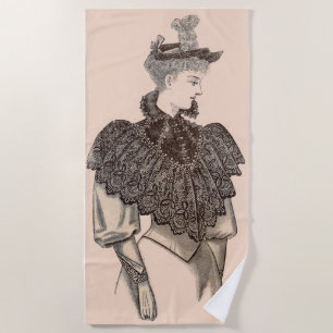 1897 Victorian woman print Beach Towel