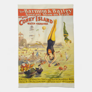 1898 Coney Island Sideshow Poster Kitchen Towel