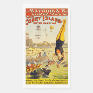 1898 Coney Island Sideshow Poster Napkin