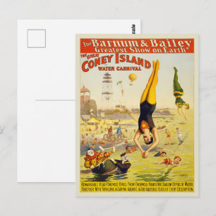 1898 Coney Island Sideshow Poster Postcard