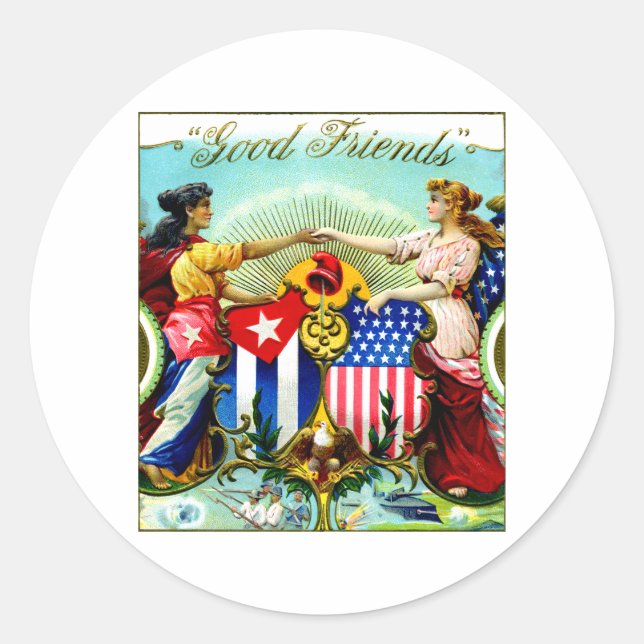 1898 Good Friends Cigars Classic Round Sticker (Front)