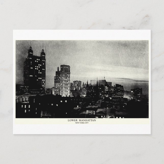 1898 Lower Manhattan at dusk Postcard (Front)