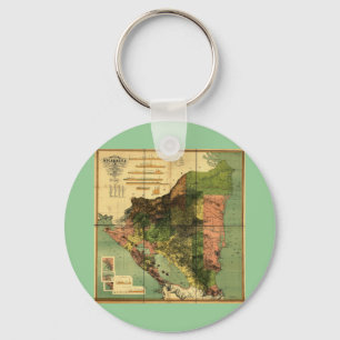 1898 Official Map of Nicaragua Keychain